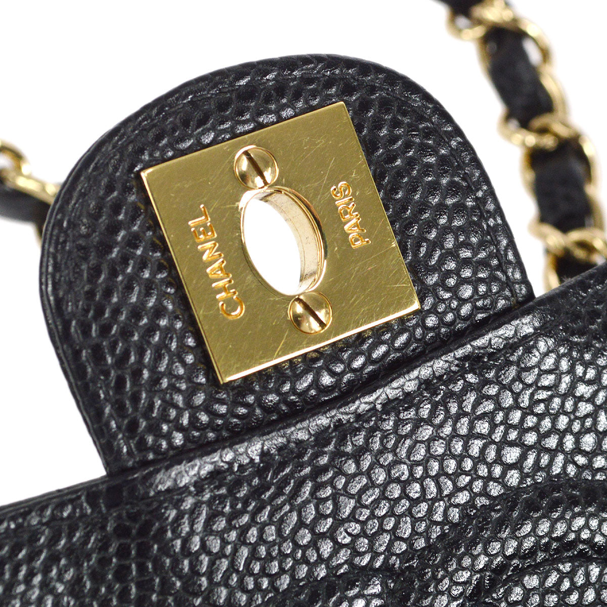 CHANEL 2003-2004 Classic Square Flap Mini 17 Black Caviar 27083