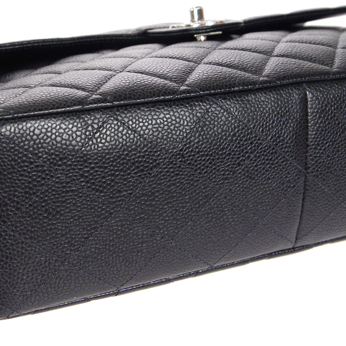 CHANEL 2000-2001 Classic Flap Jumbo SHW Black Caviar 27053