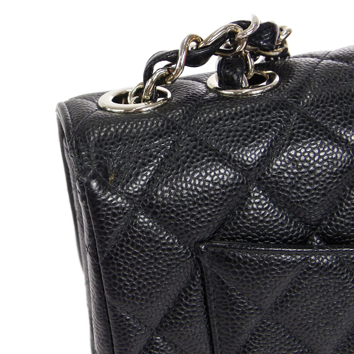 CHANEL 2000-2001 Classic Flap Jumbo SHW Black Caviar 27053