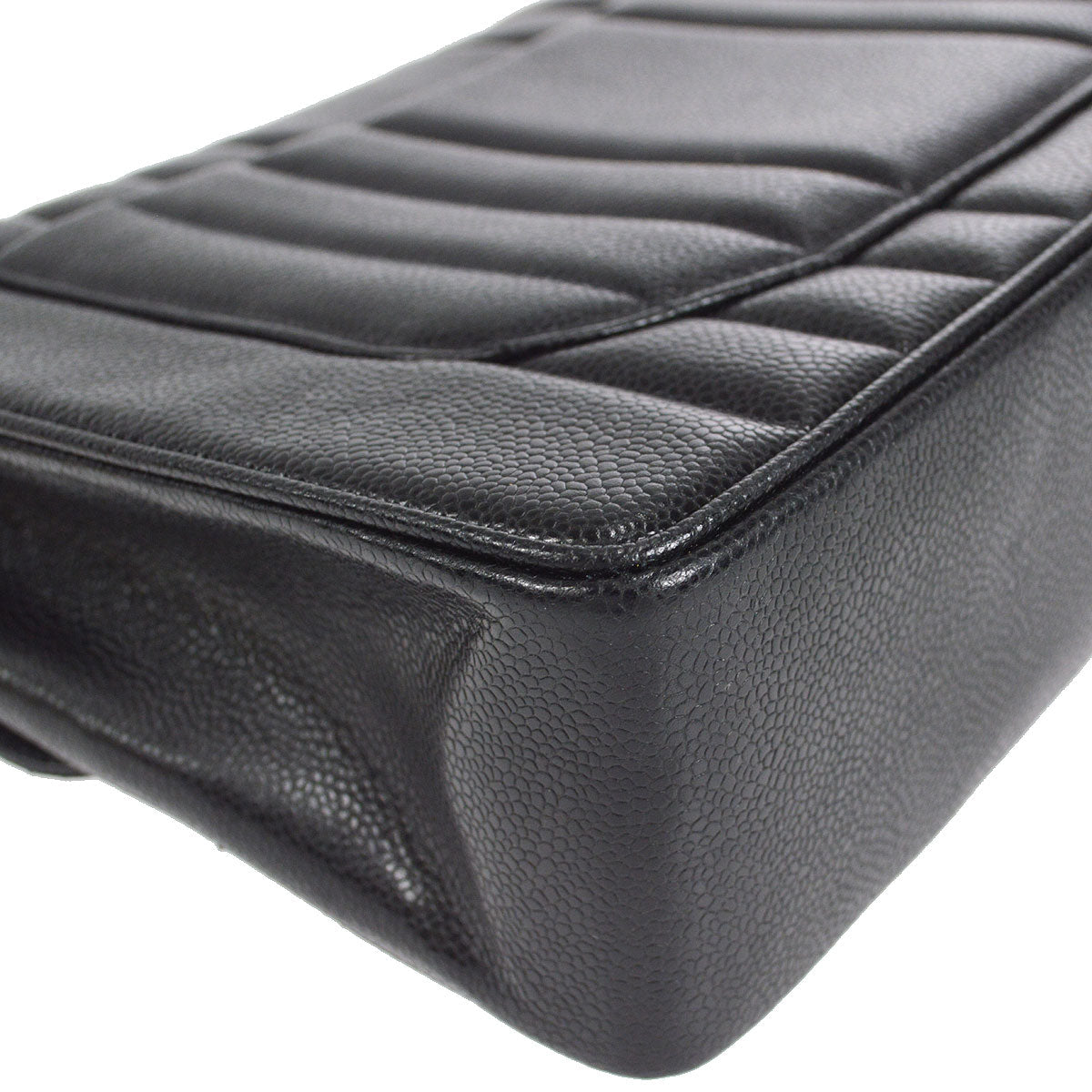 CHANEL★ 1991-1994 Vertical Classic Flap Jumbo Black Caviar 27226