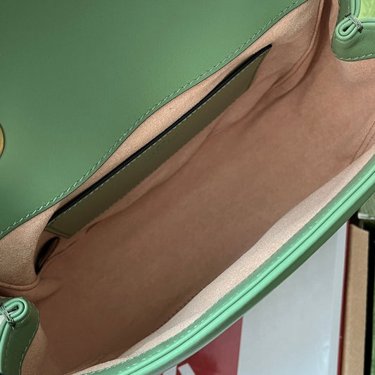 Luxury Gucci gg marmont mini 18cm green calfskin gold hardware