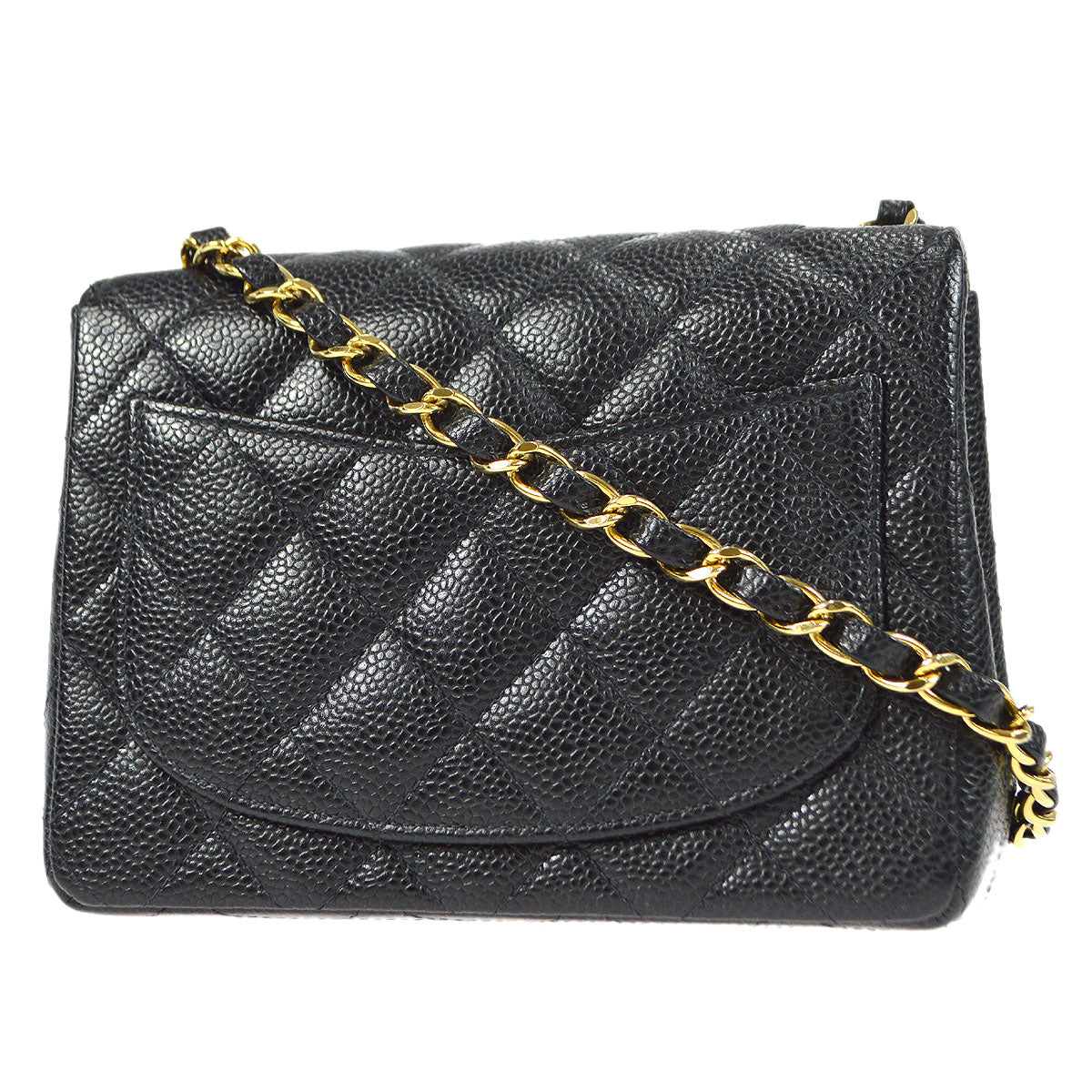 CHANEL Classic Flap Mini Square Chain Shoulder Bag Black Caviar 18176