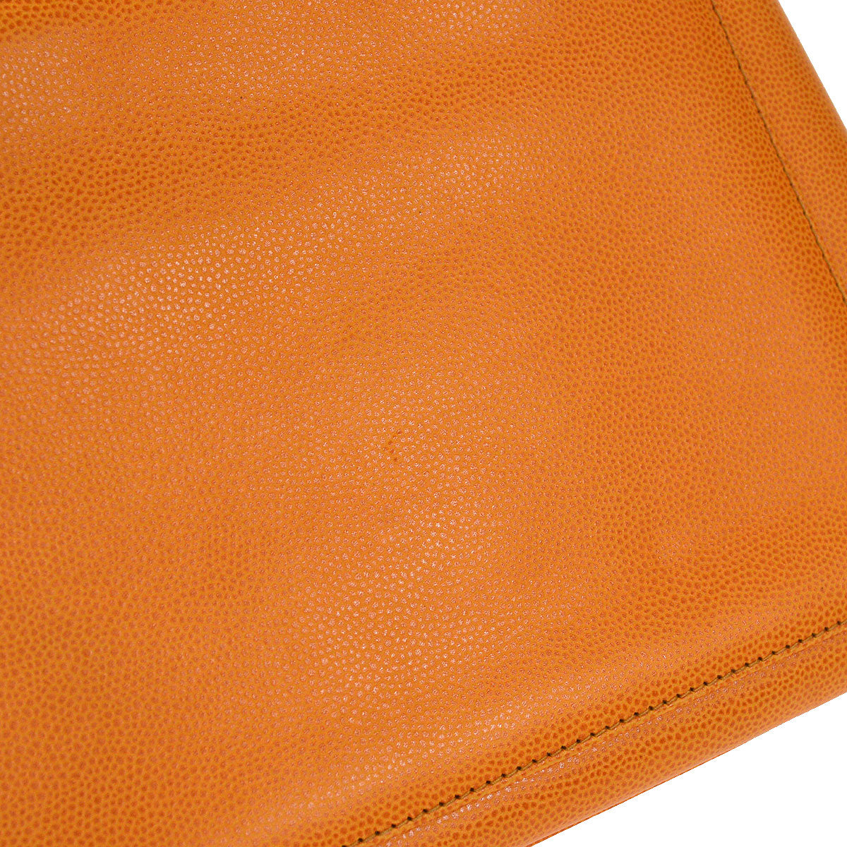 CHANEL 1998 Round Flap Handbag Medium Orange Caviar 54872