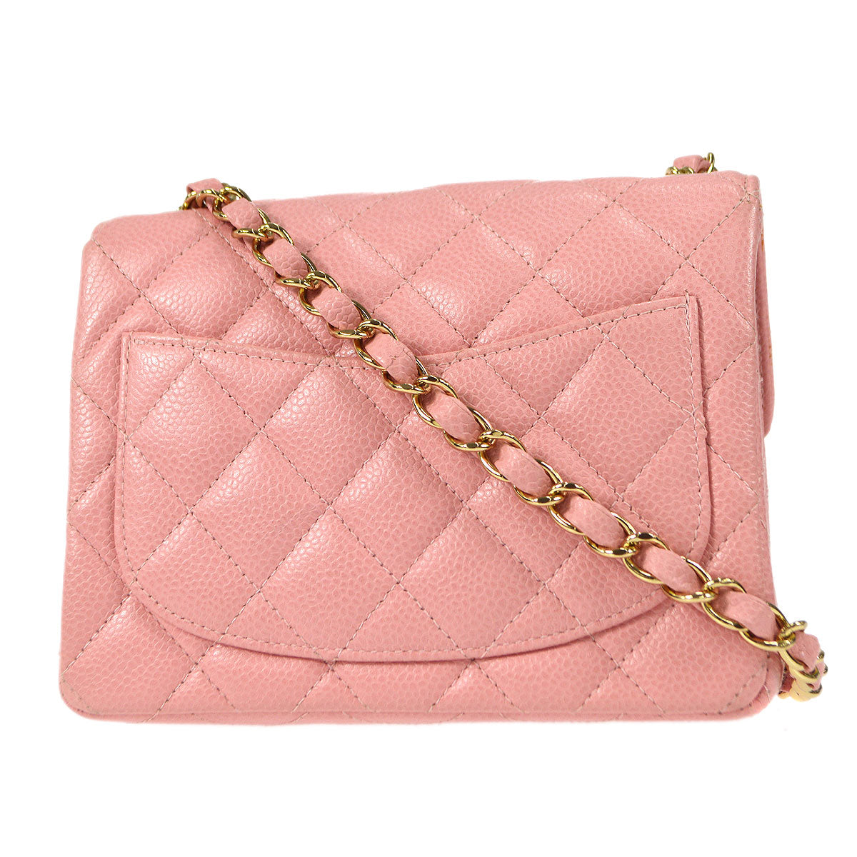 CHANEL★ 2003-2004 Classic Square Flap Mini 17 Pink Caviar 57685