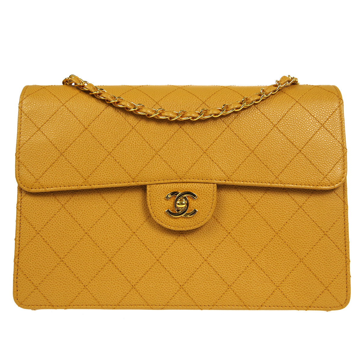 CHANEL Classic Flap Jumbo Shoulder Bag Beige Caviar 48601