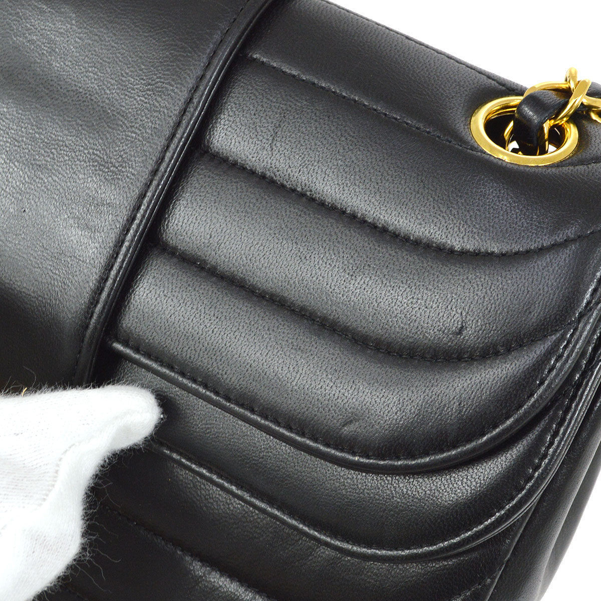 CHANEL 1991-1994 Horizontal Flap Small Black Lambskin 22856