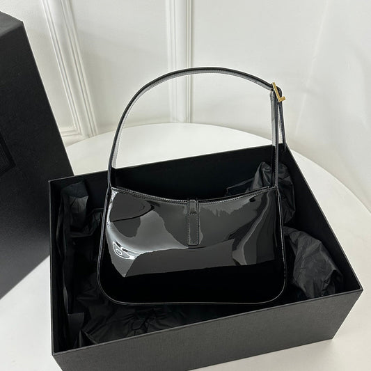 Luxury Saint Laurent Le 5 a 7 24 Black Shiny Lambskin Ghw