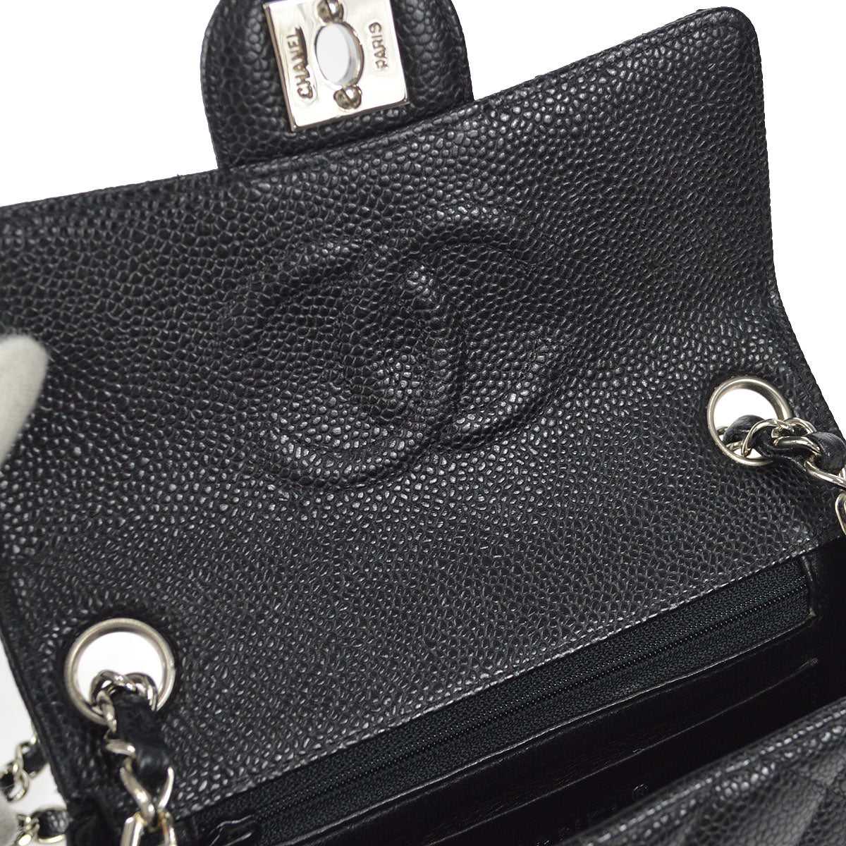 CHANEL Classic Flap Mini Square Chain Shoulder Bag Black Caviar 58017