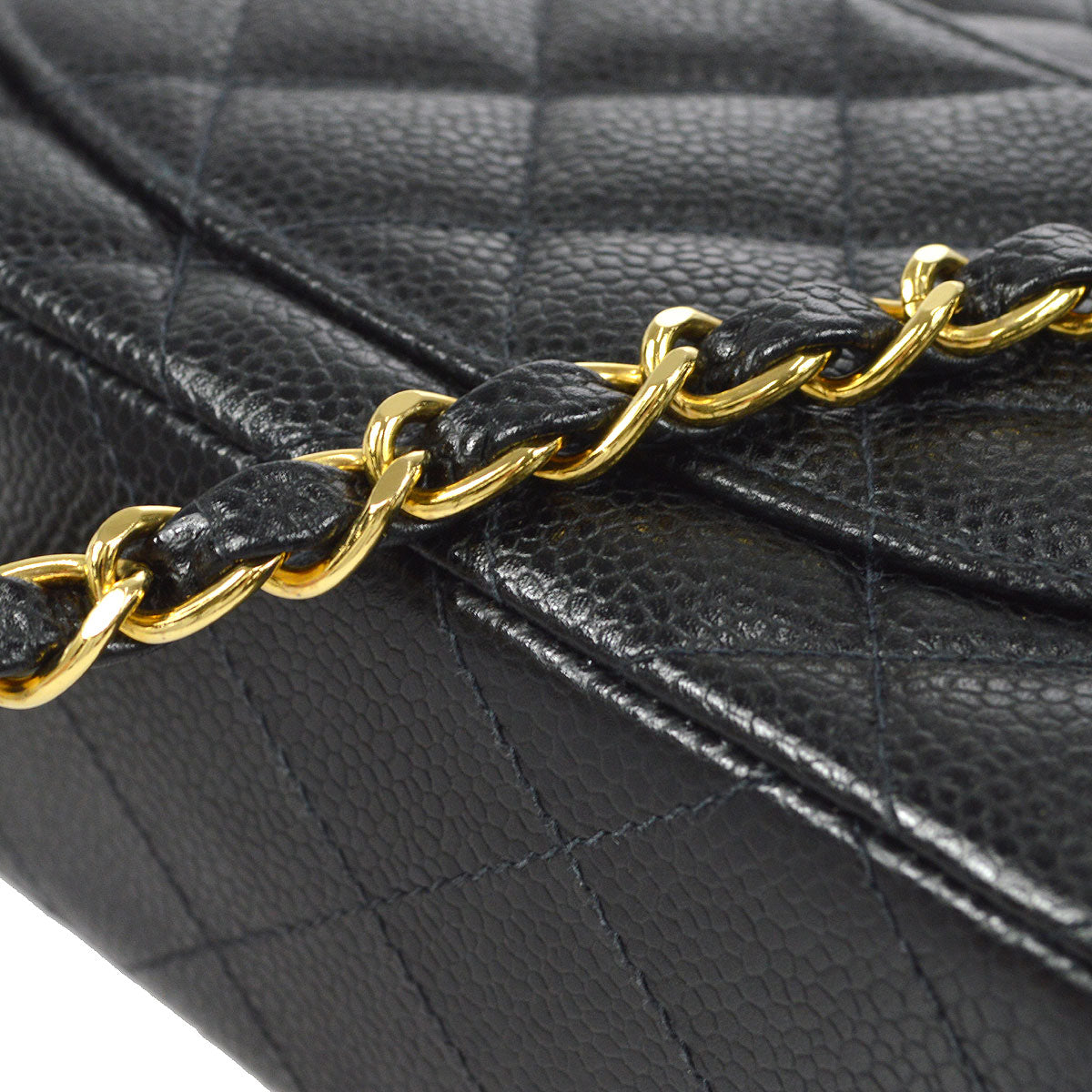 CHANEL Classic Flap Mini Square Chain Shoulder Bag Black Caviar 58067