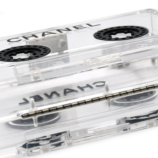 CHANEL * Cassette Tape Chain Clutch Party Bag Clear Plastic 96306