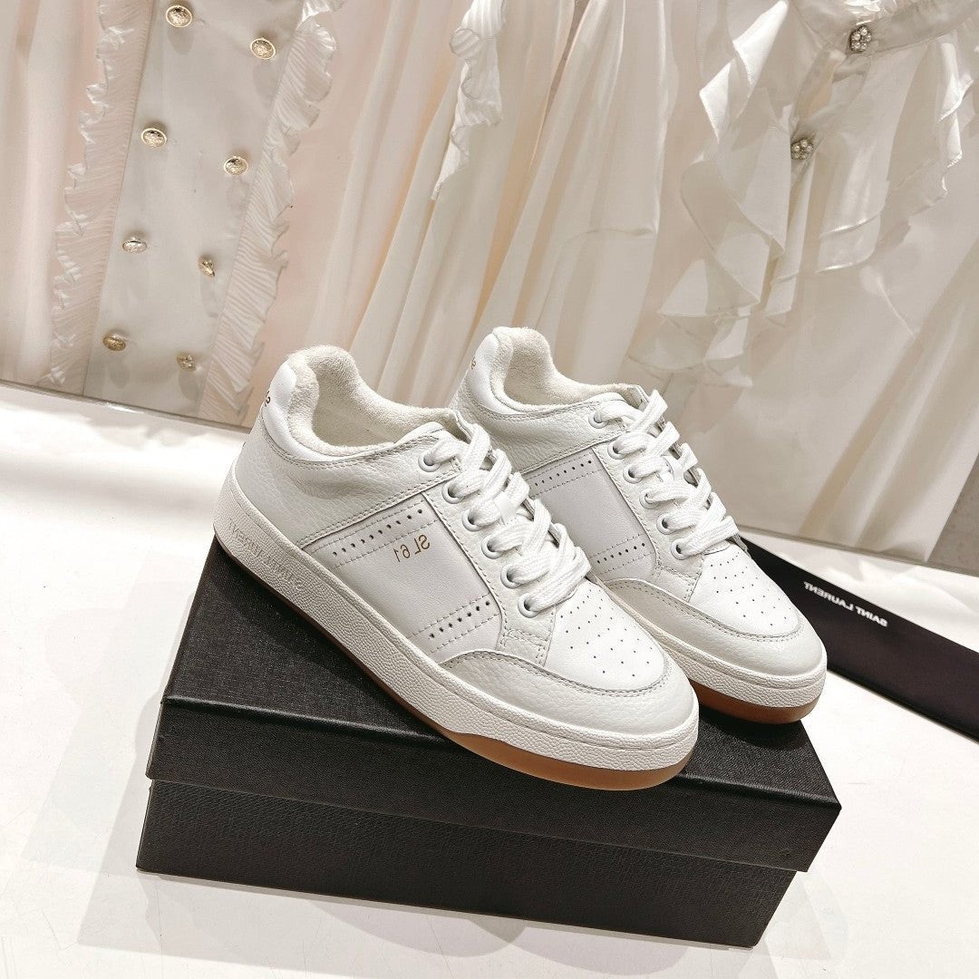 Luxury Saint Laurent SL SL/61 SNEAKERS WHITE PERFORATED CALFSKIN