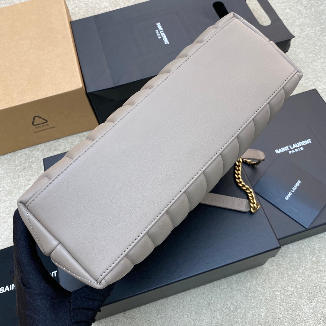 Luxury Saint Laurent LOULOU MEDIUM 32 GREY QUILTED LEATHER GOLD HARDWARE