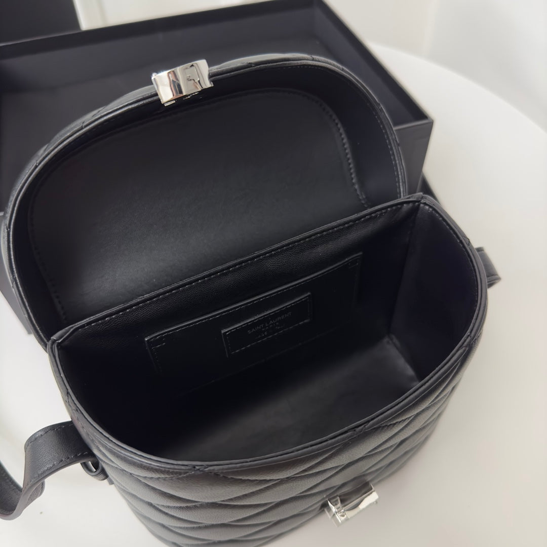 Luxury Saint Laurent SL June Box Bag In Quilted Black Lambskin Shw