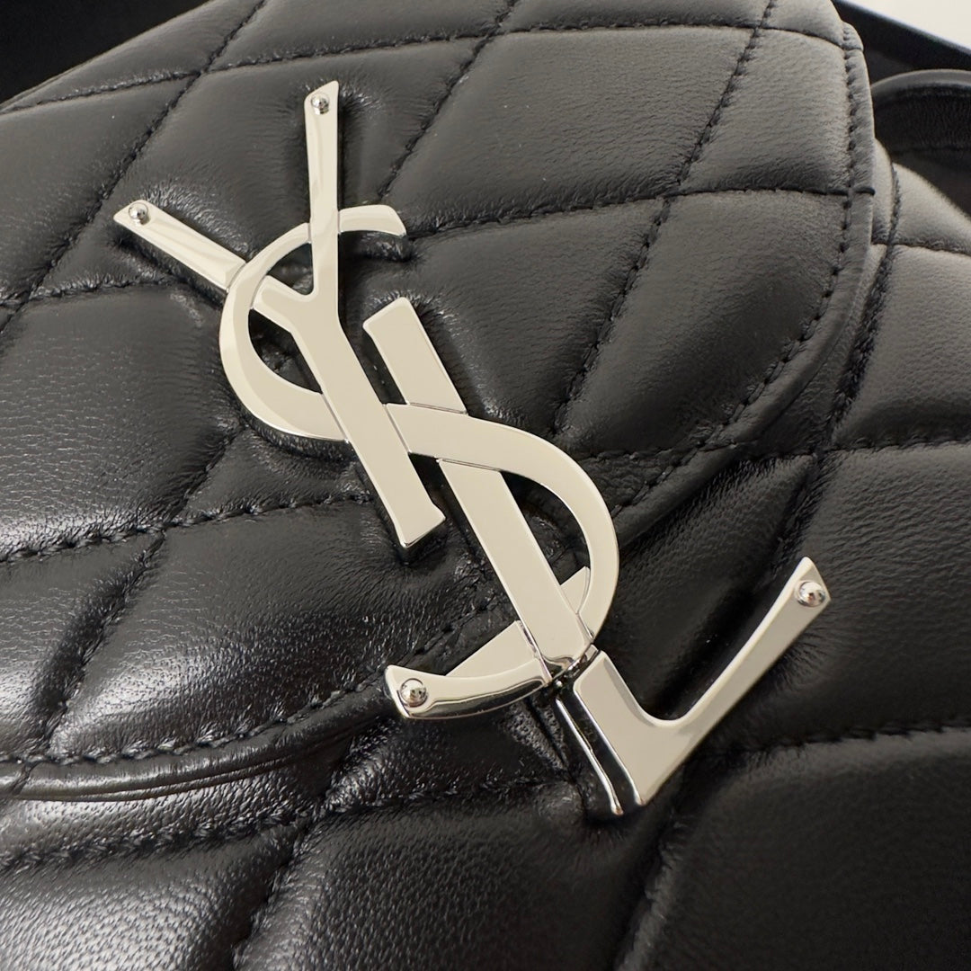 Luxury Saint Laurent SL June Box Bag In Quilted Black Lambskin Shw