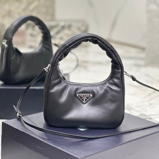 Luxury PradaHOBO BAG 21 IN BLACK SOFT LAMBSKIN
