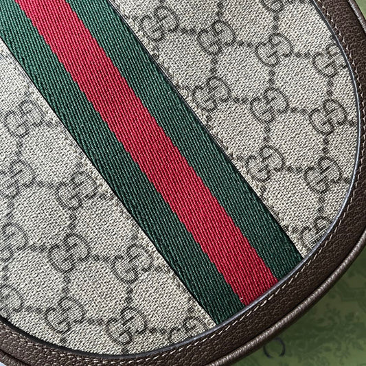 Luxury Gucci OPHIDIA MINI SHOULDER BAG 20 WITH WEB IN BEIGE EBONY CANVAS MIX BROWN CALFSKIN