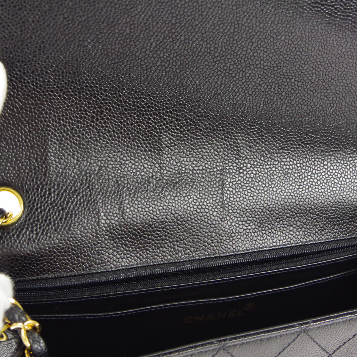 CHANEL 1997-1999 Flap Jumbo Black Caviar 66442