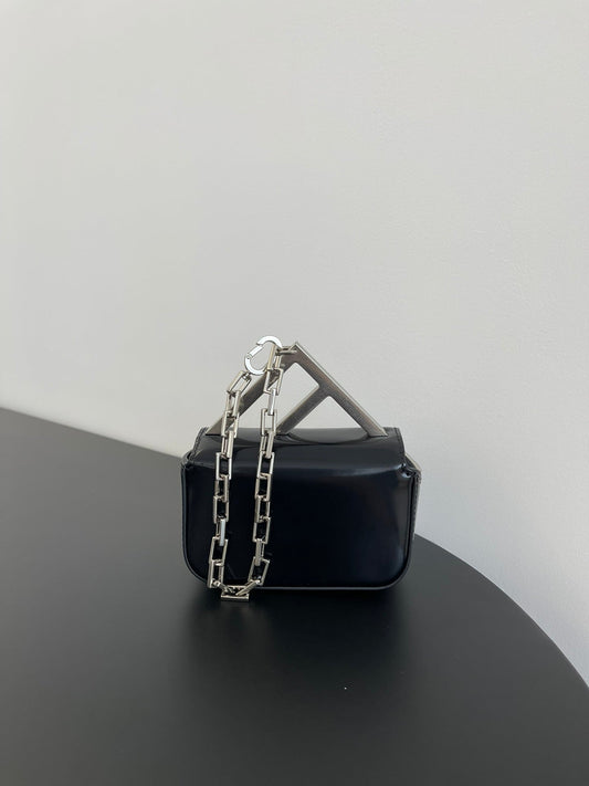 Luxury FendiLuxury FendiMINI FIRST SIGHT 13 BAG IN BLACK CALFSKIN WITH SILVER HARDWARE