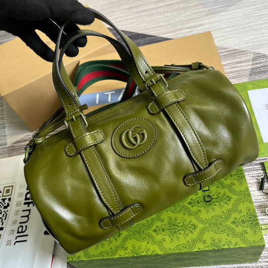 Luxury Gucci GG SMALL 28 DUFFLE BAG IN GREEN MOSS SOLF CALFSKIN