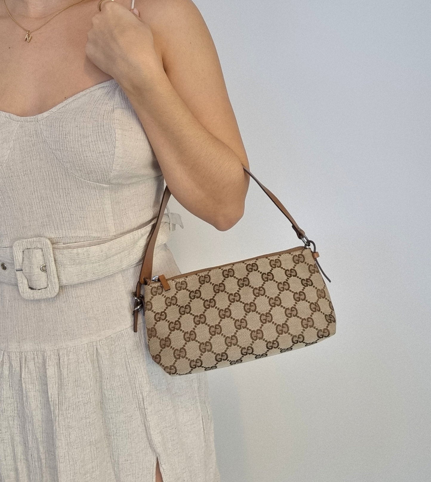 Luxury Gucci GG Beige/brown Canvas Pochette
