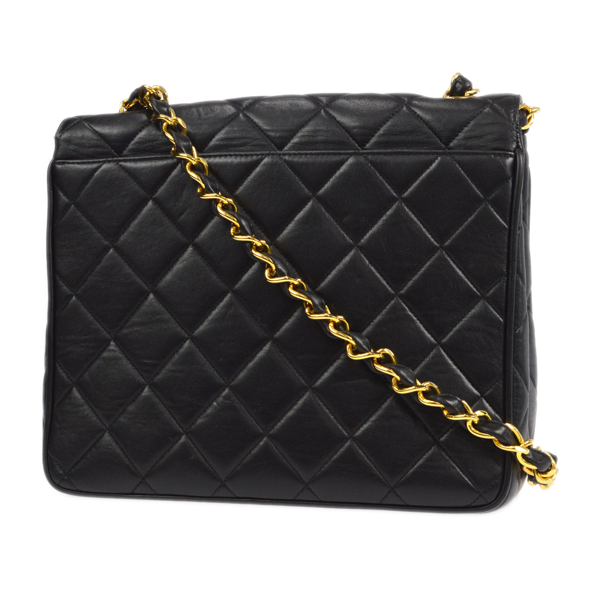 CHANEL Classic Flap Single Chain Shoulder Bag Black Lambskin 58094