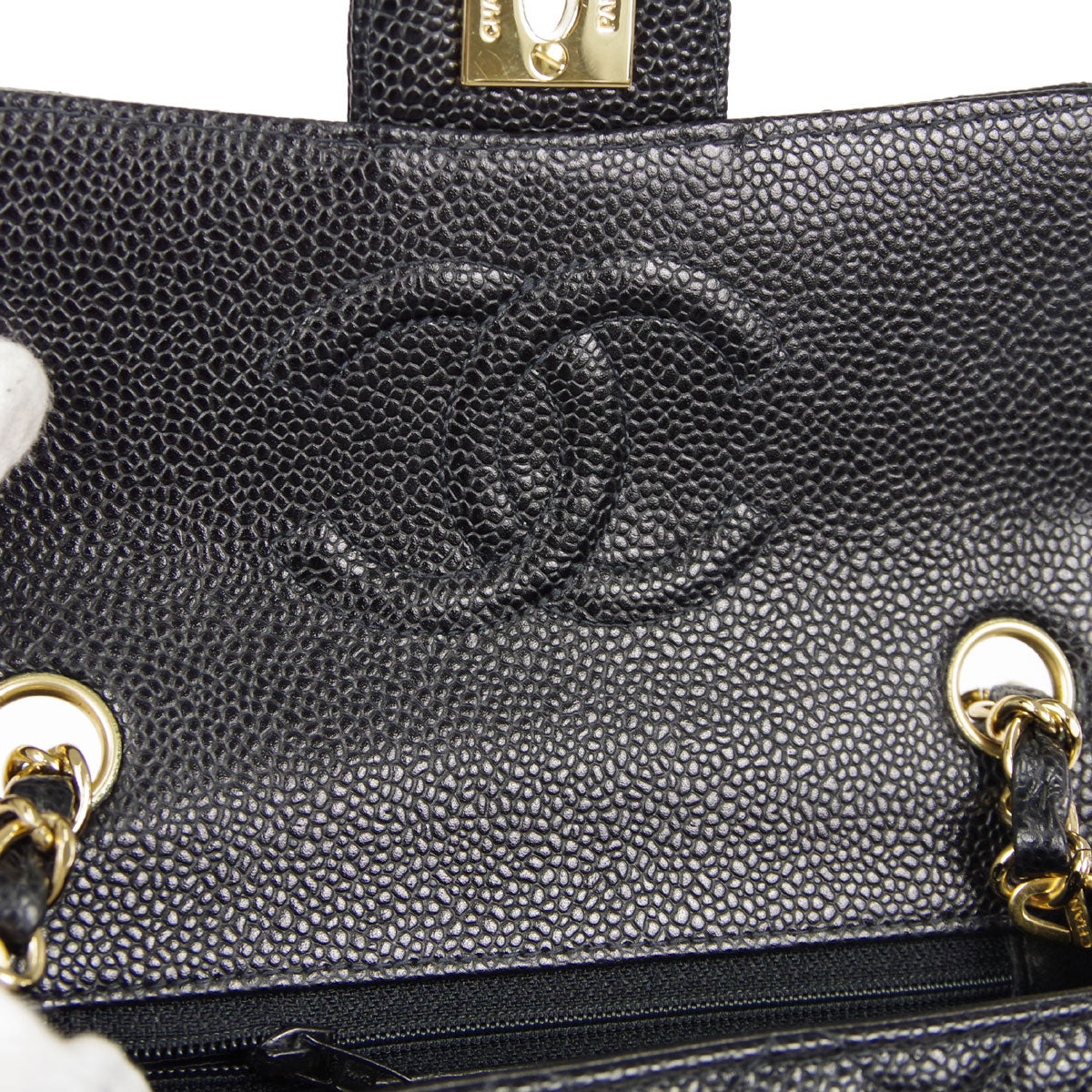 CHANEL Classic Flap Mini Square Chain Shoulder Bag Black Caviar 88000