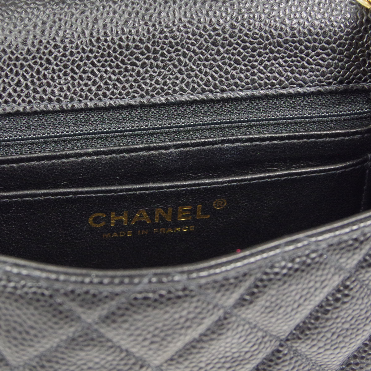 CHANEL Classic Flap Mini Square Chain Shoulder Bag Black Caviar 88000