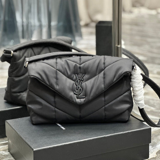 Luxury Saint Laurent PUFFER LARGE BAG 34 IN DARK GRAY NYLON