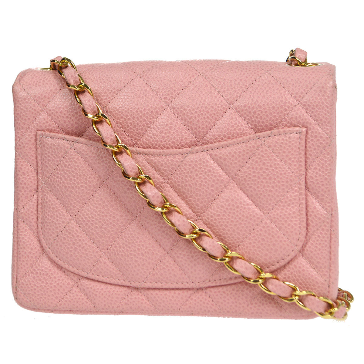 CHANEL★ 2004-2005 Classic Flap Mini Square 17 Pink Caviar 76897