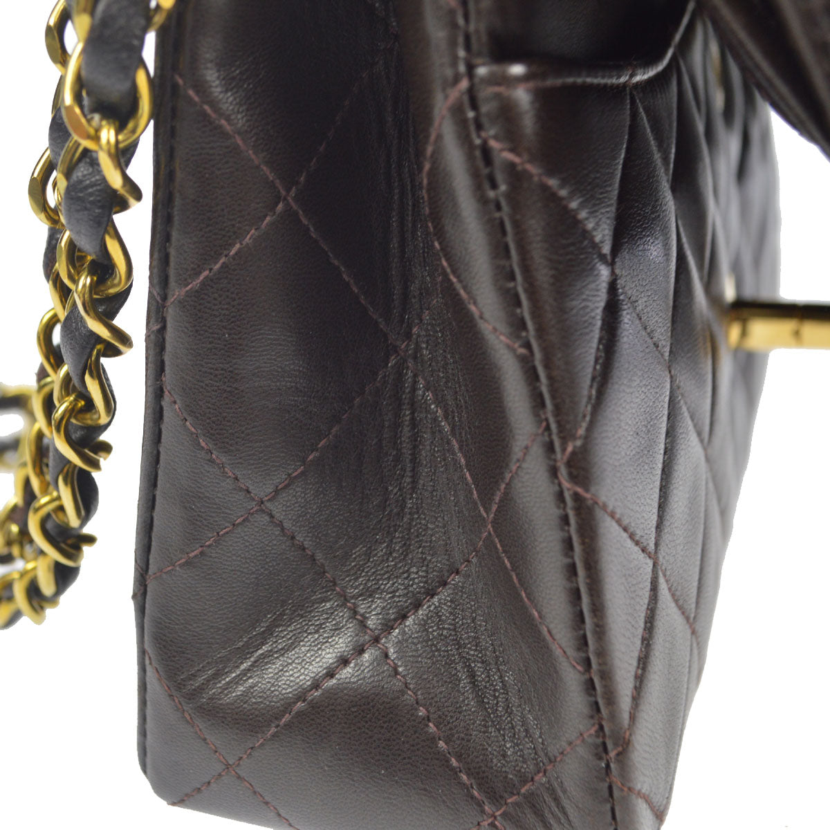 CHANEL 1994-1996 Classic Double Flap Small Brown Lambskin 76949