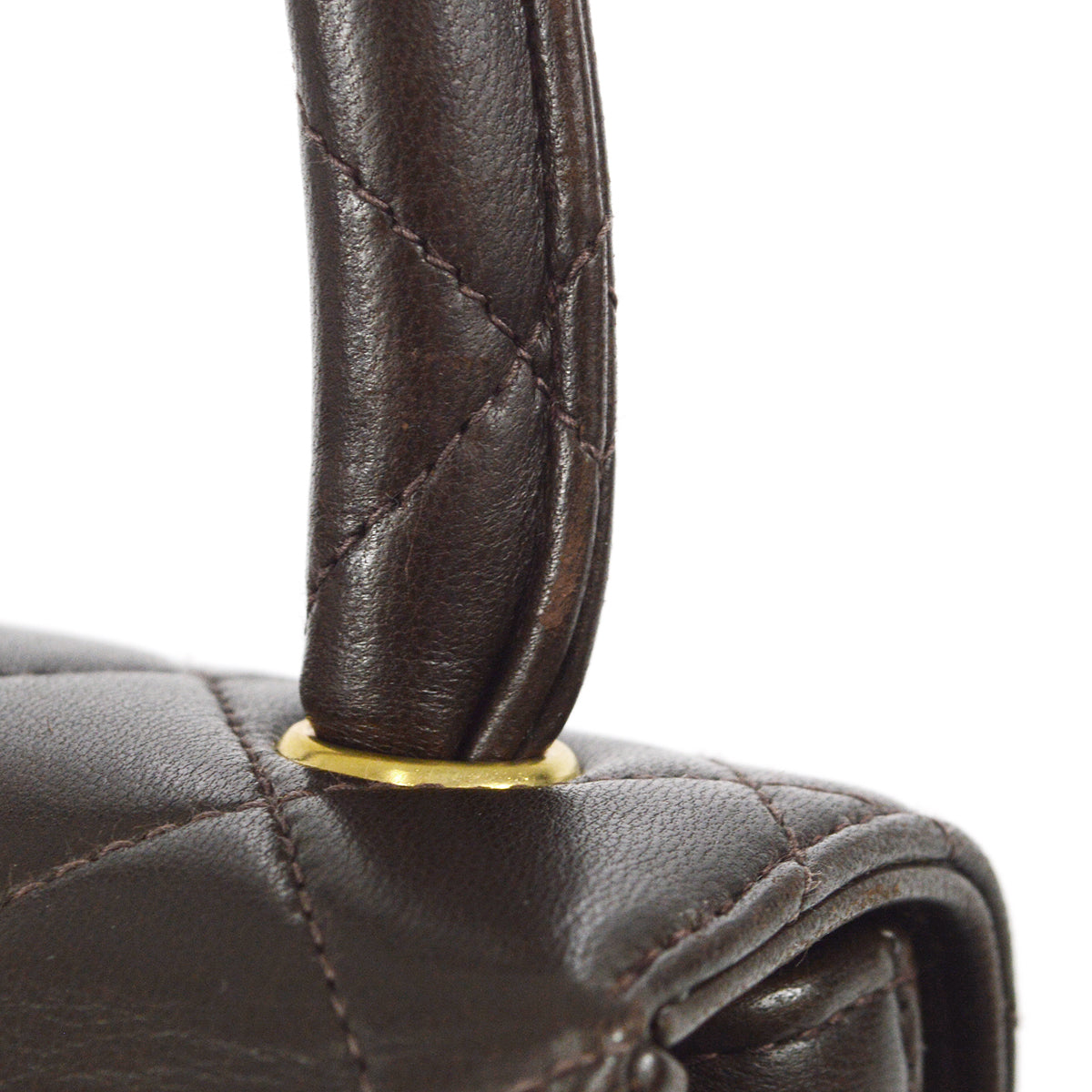 CHANEL Classic Flap Handbag Micro Brown Lambskin 96861