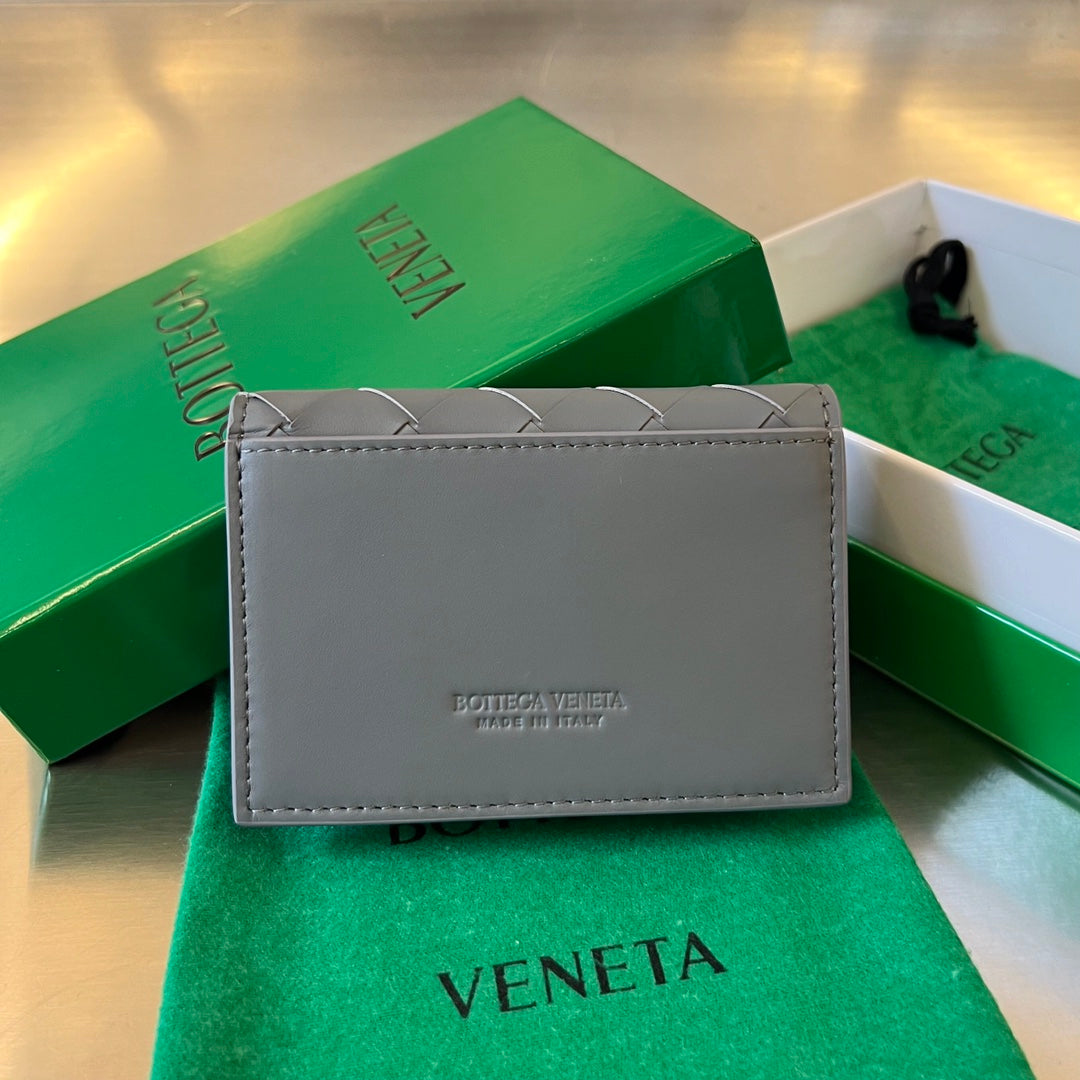 Luxury Bottega Veneta INTRECCIATO BUSINESS 11 GRAY CALFSKIN CARD CASE