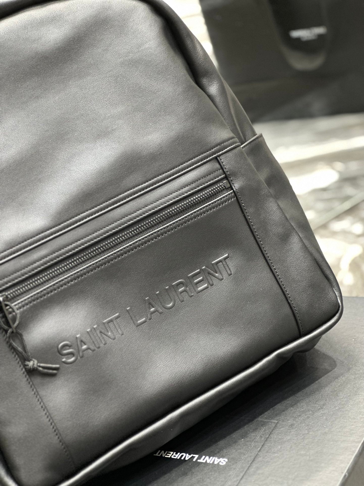 Luxury Saint Laurent BACKPACK 37 IN ECHO GRAY CALFSKIN