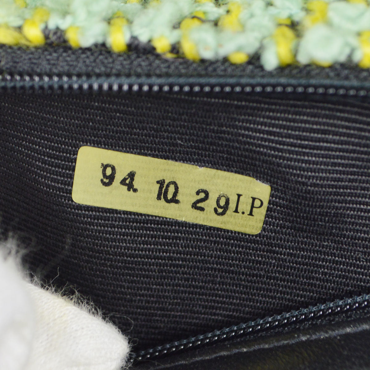 CHANEL 1991-1994 Classic Flap Handbag Medium Tweed Green 77029