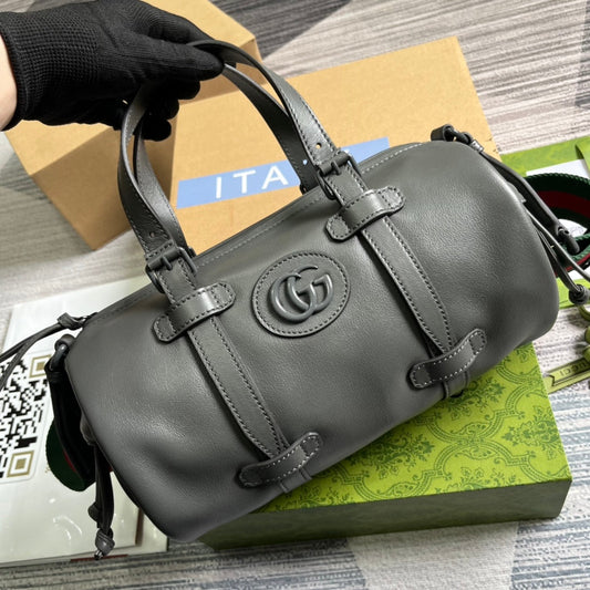 Luxury Gucci GG SMALL 28 DUFFLE BAG IN BLACK SOLF CALFSKIN