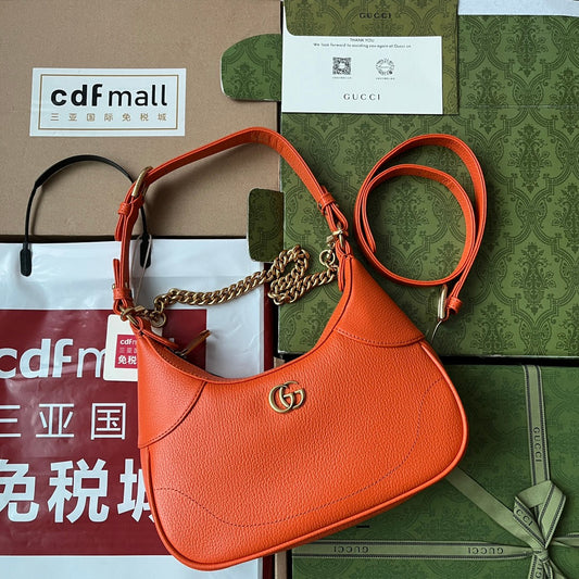 Luxury Gucci SHOULDER BAG 25 IN ORANGE CALFSKIN GOLD HARDWARE