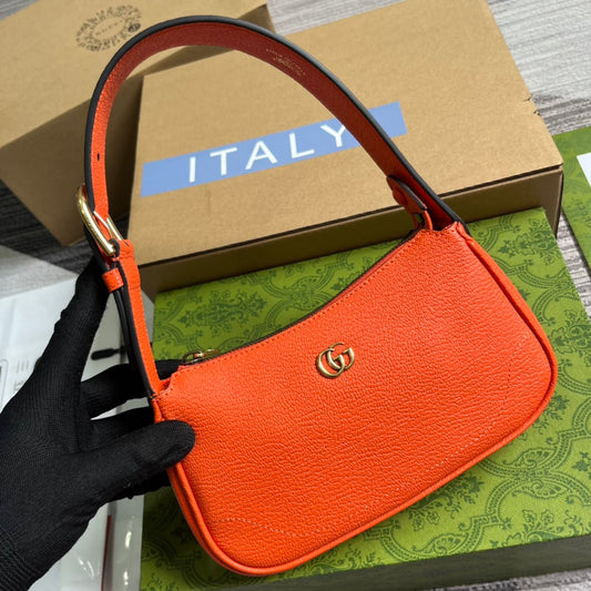 Luxury Gucci APHRODITE MINI 21 SHOULDER BAG IN ORANGE RED CALFSKIN