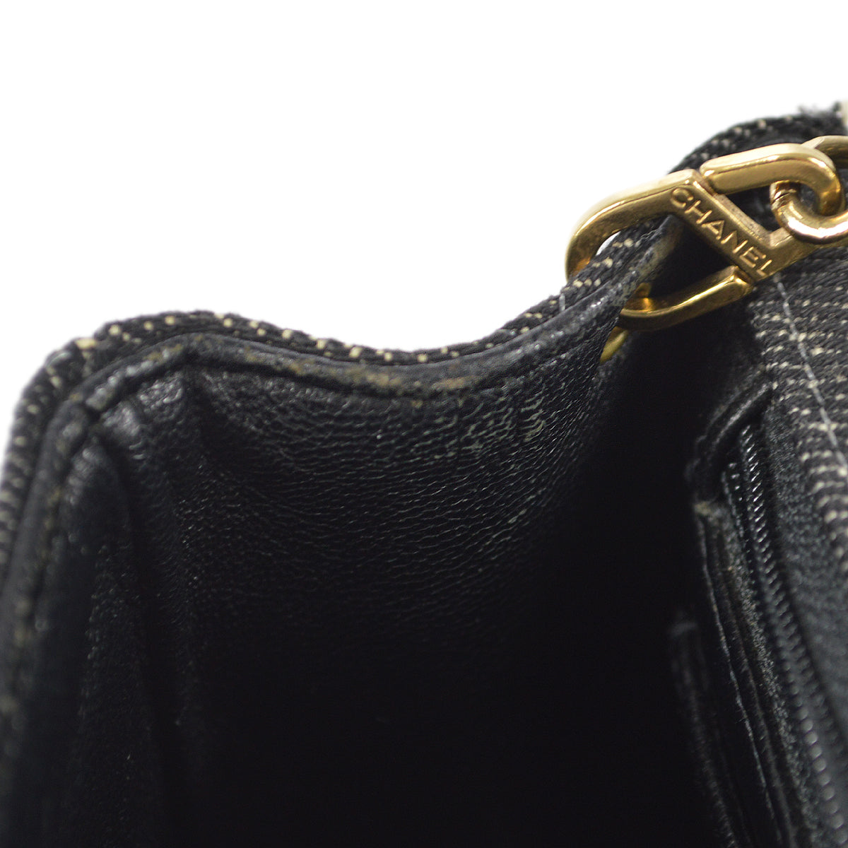 CHANEL 2001-2003 Classic Flap Mini Square 17 Black Denim 88001