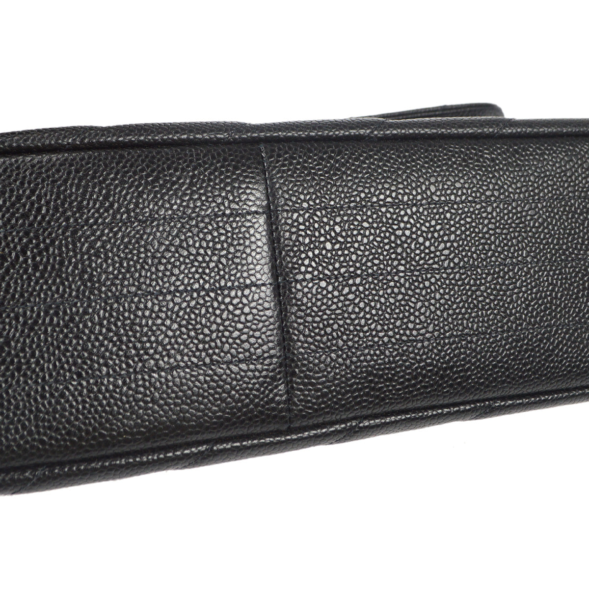 CHANEL 1994-1996 Diagonal Stitch Straight Flap Jumbo Black Caviar 88112