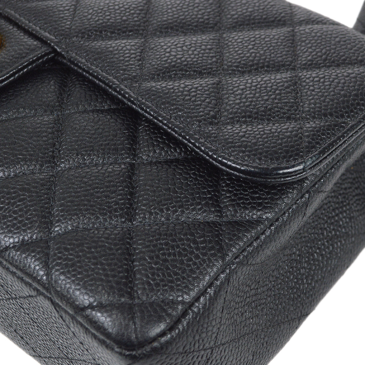 CHANEL 1994 Classic Flap Handbag Medium Black Caviar 78302