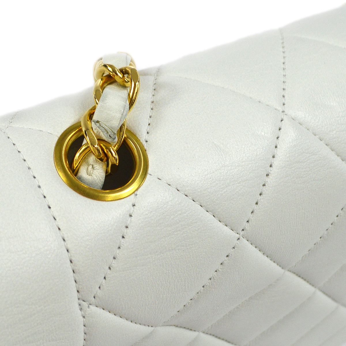 CHANEL 1996-1997 Diana Flap Small White Lambskin 97456