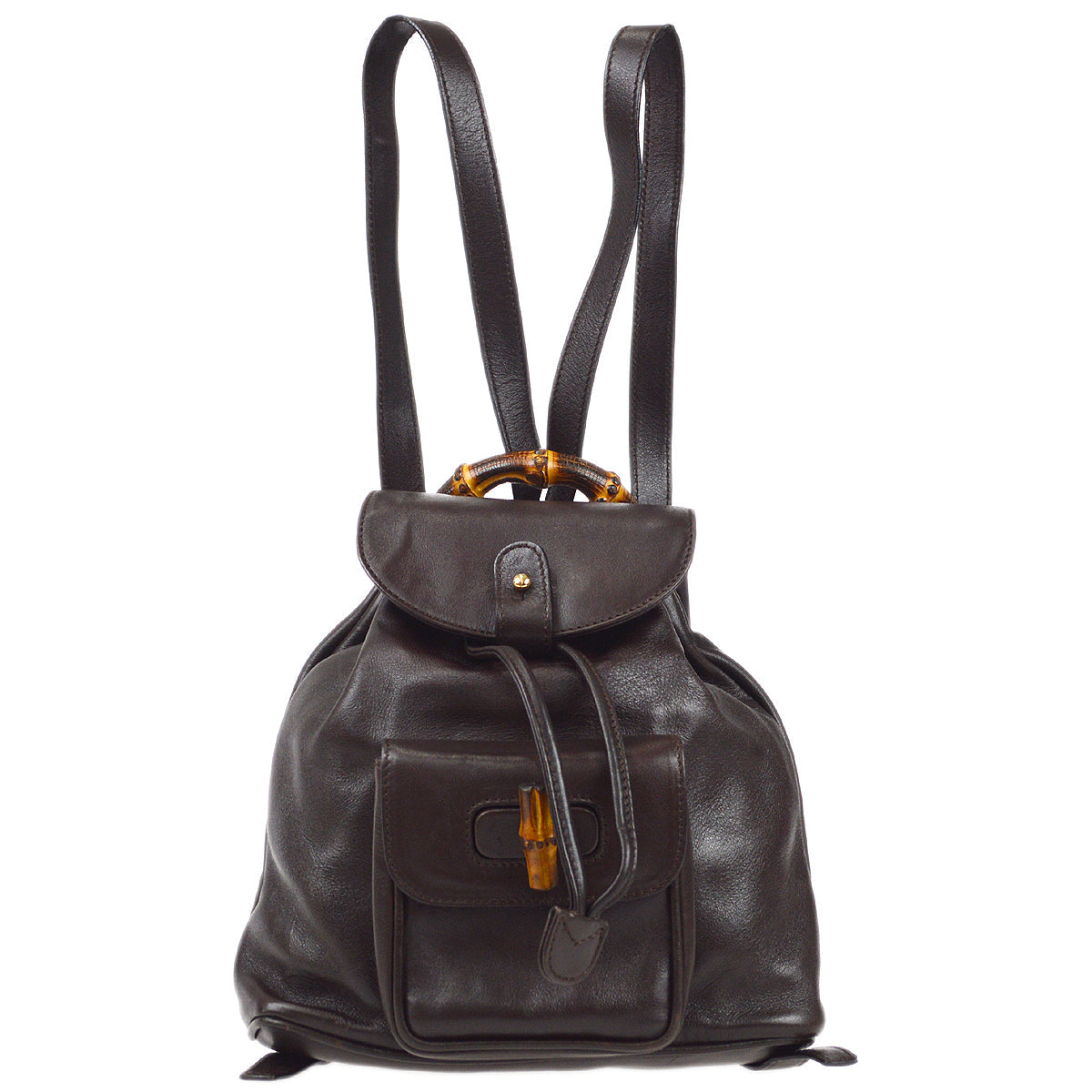 Luxury Gucci 1990s Bamboo Backpack Small Brown 97631
