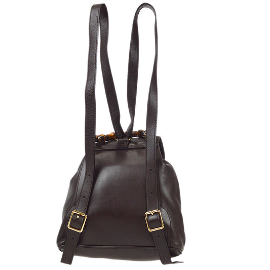 Luxury Gucci 1990s Bamboo Backpack Small Brown 97631