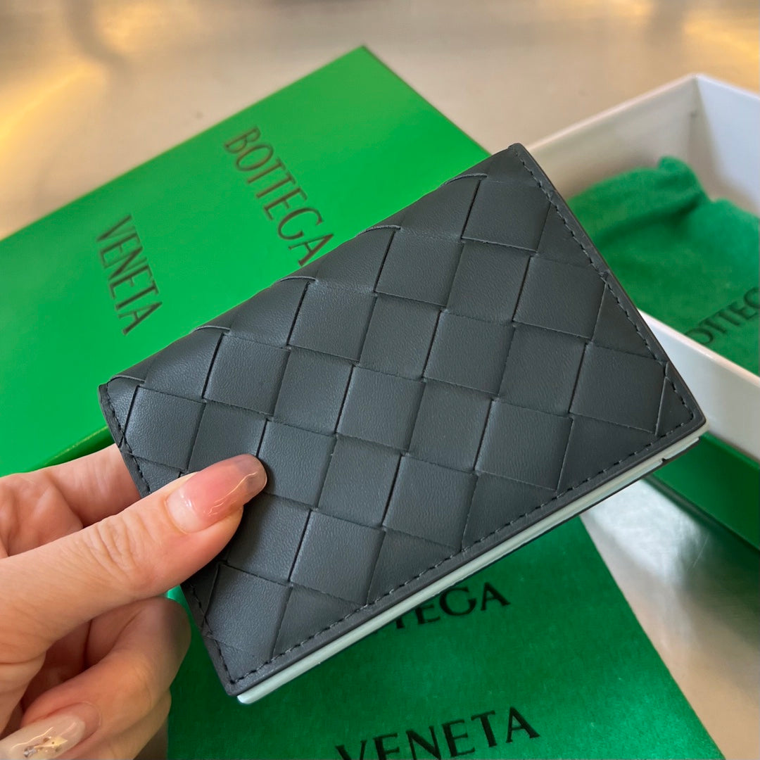 Luxury Bottega Veneta INTRECCIATO BUSINESS 11 BLACK CALFSKIN CARD CASE