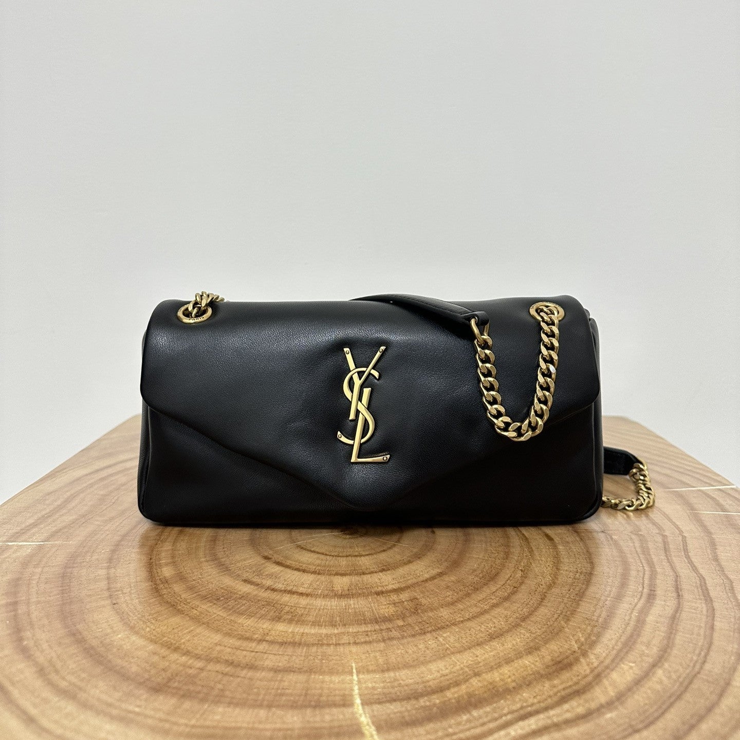 Luxury Saint Laurent SL 26cm Calypso Chain Bag Black Leather