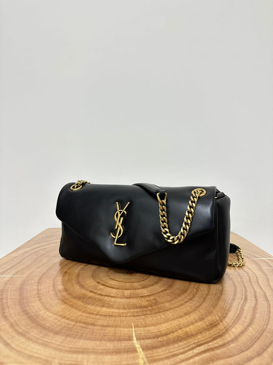 Luxury Saint Laurent SL 26cm Calypso Chain Bag Black Leather