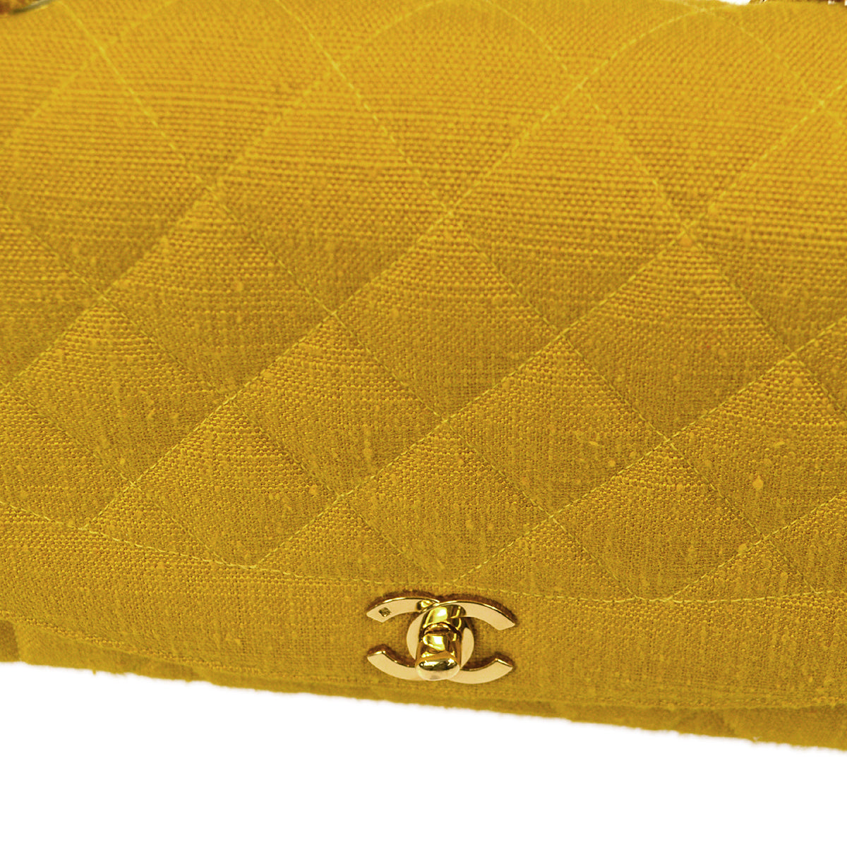 Luxury Chanel 1991-1994 Diana Flap Medium Yellow Linen 77936
