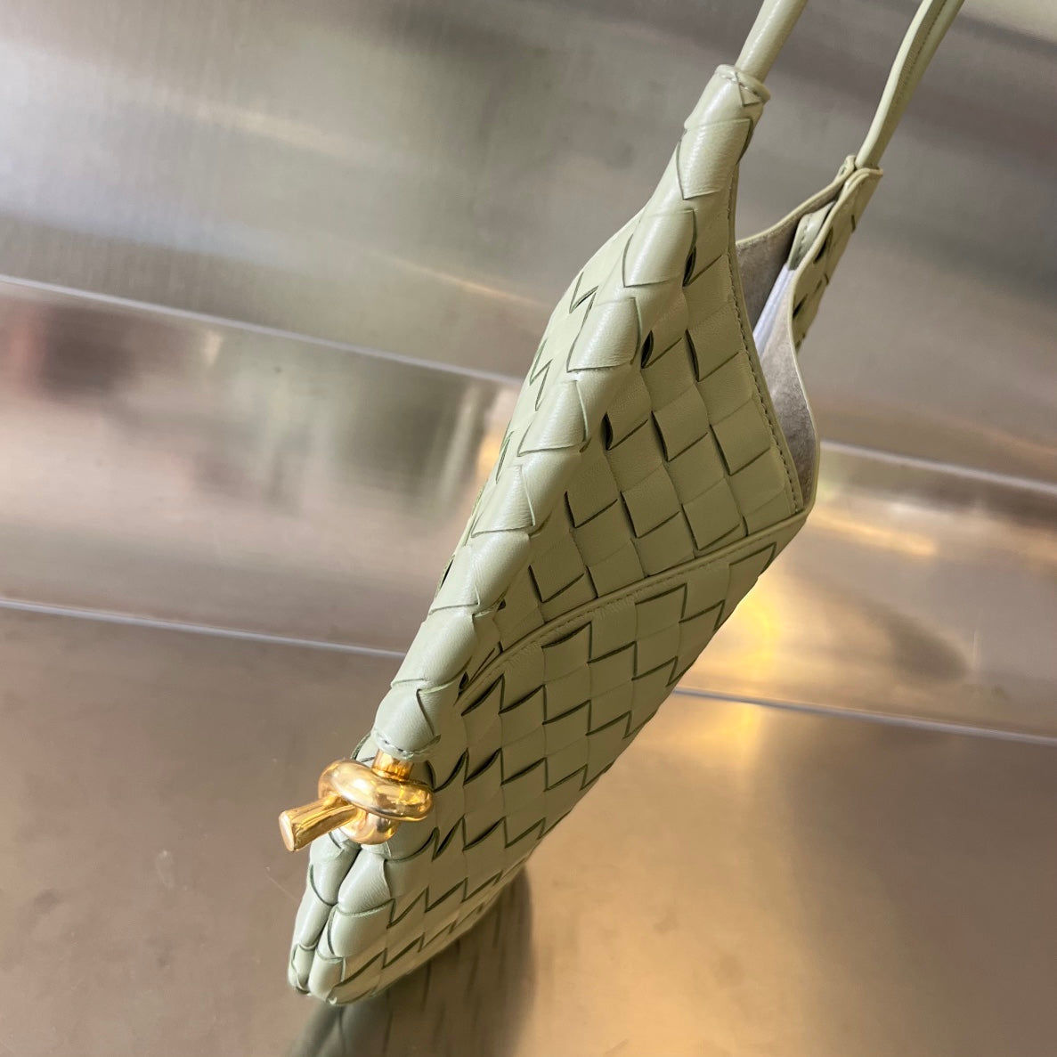 Luxury Bottega Veneta MINI SOLSTICE 30 SARDINE GREY LAMBSKIN