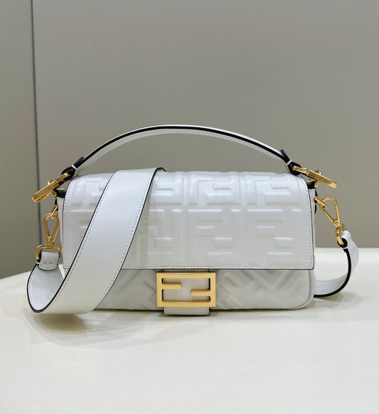 Luxury FendiBaguette 27cm Grey Lambskin Gold Hardware