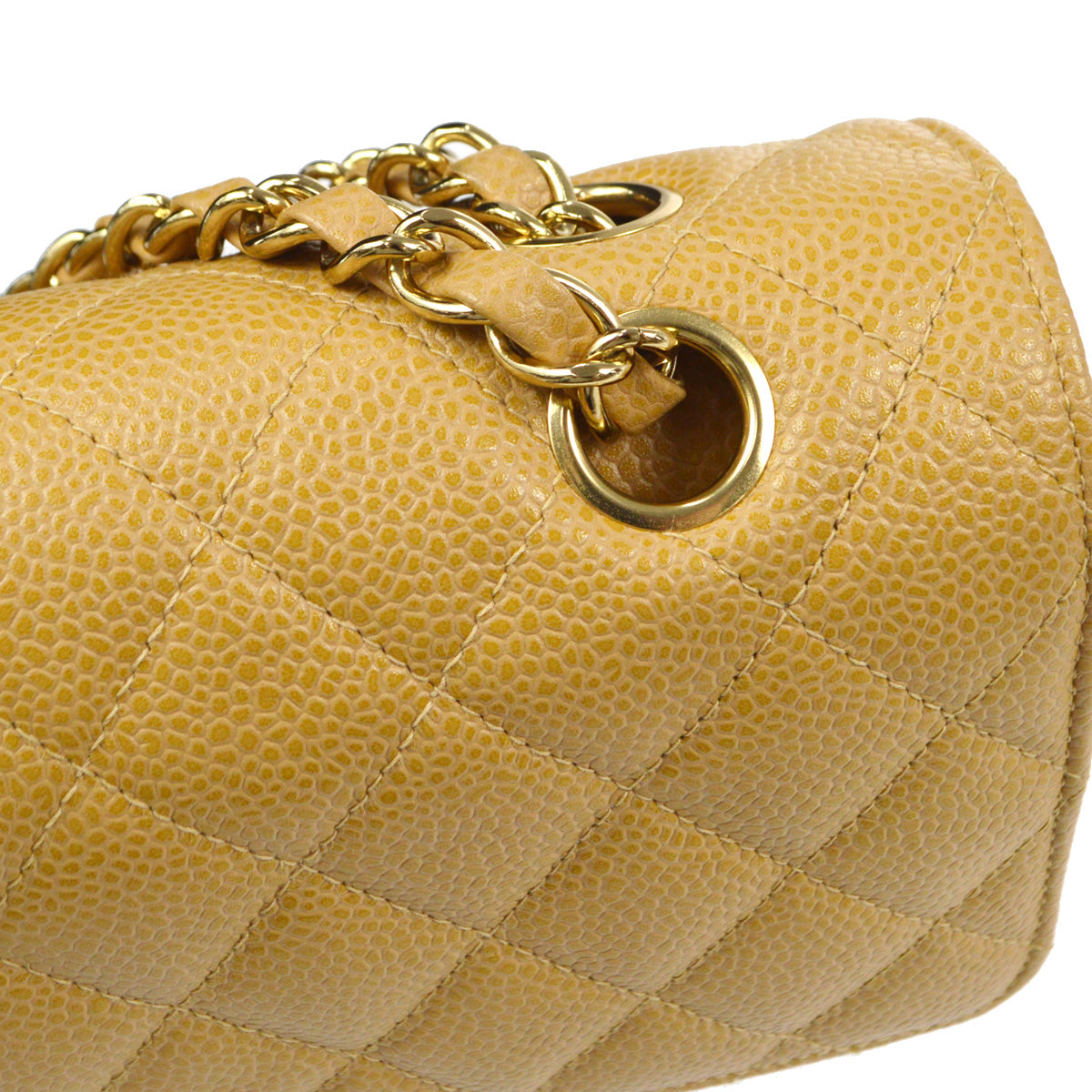 CHANEL 2003-2004 Classic Double Flap Medium Beige Caviar 66827